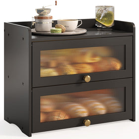 JANSNIMEN bread box with window on countertop shows its contents clearly