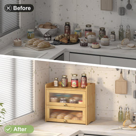 JANSNIMEN flat top shelf adds workspace for slicing and prep.