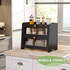 JANSNIMEN black bread box keeps counter tidy and fresh for longer.
