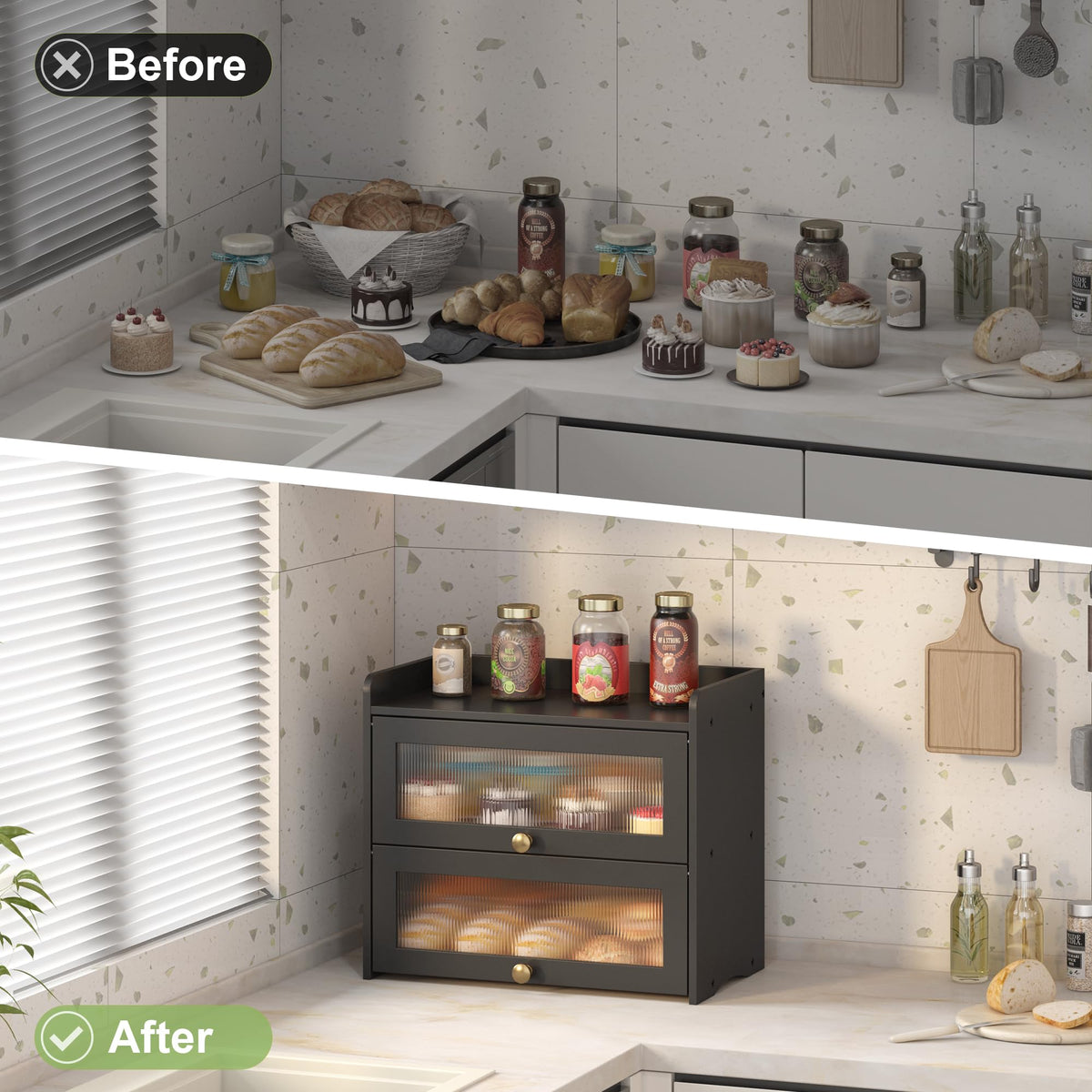 JANSNIMEN top shelf provides workspace for slicing and prep