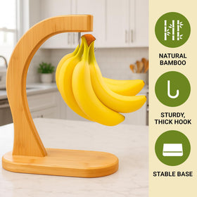 JapanBargain bamboo banana hanger stand arm keeps fruit within easy reach.