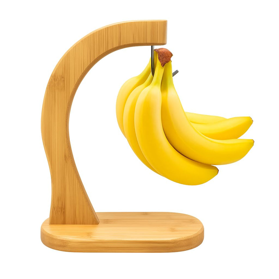 JapanBargain bamboo banana hanger stand base elevates fruit to prevent bruising.