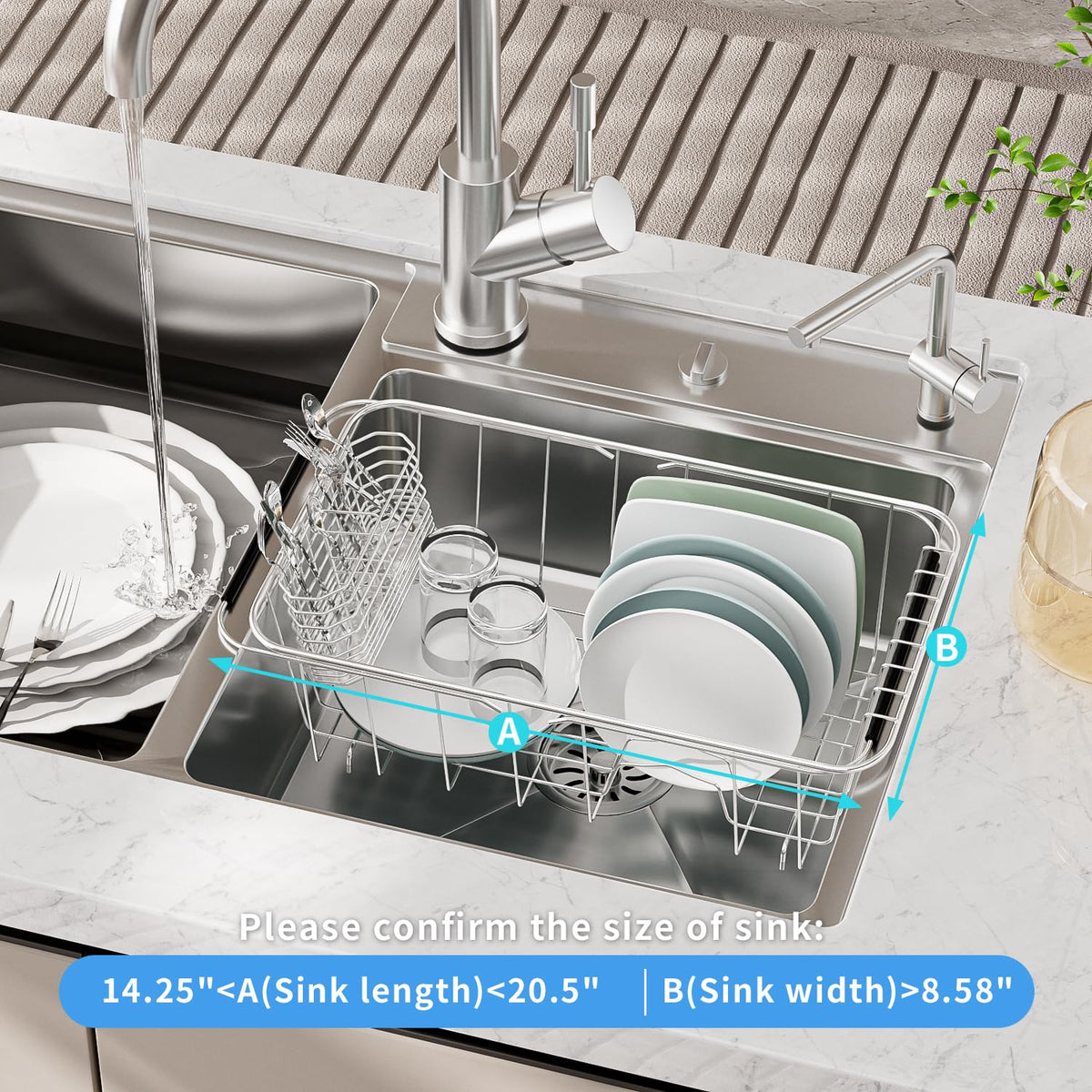 JAQ dimensions 14.96 by 8.27 by 4.33 inches, expandable.