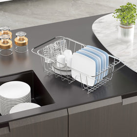 JAQ non-slip adjustable-arms keep the rack stable on any countertop.