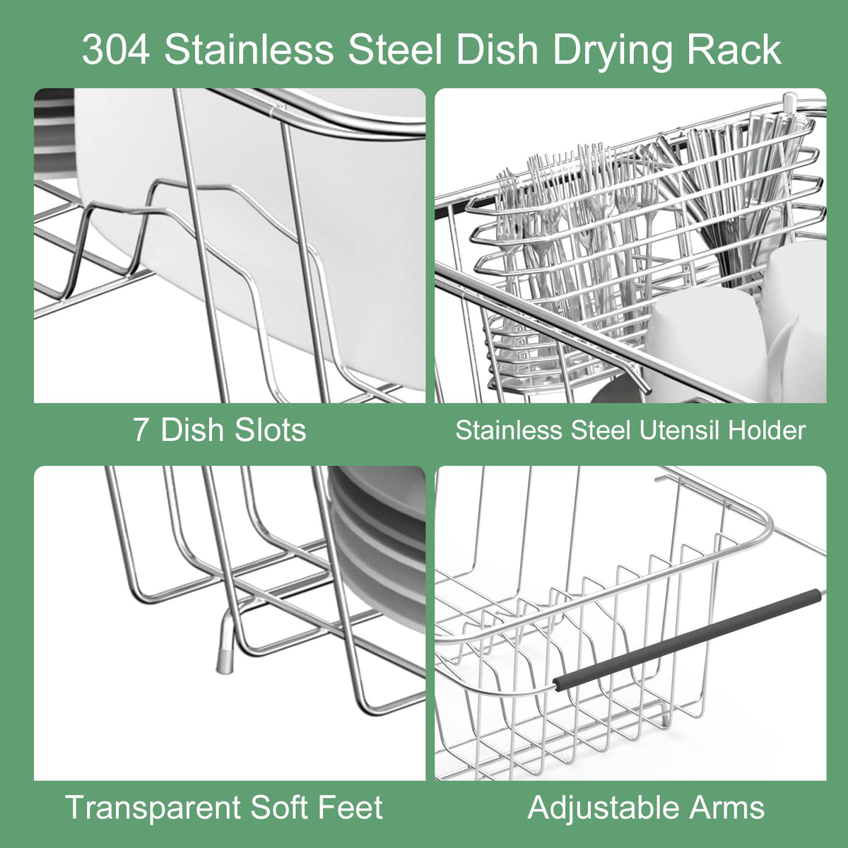 JAQ stainless-steel silverware holder is removable for easy cleaning.