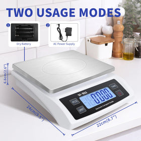 JAQAZNVB 30kg capacity allows weighing large batches accurately.