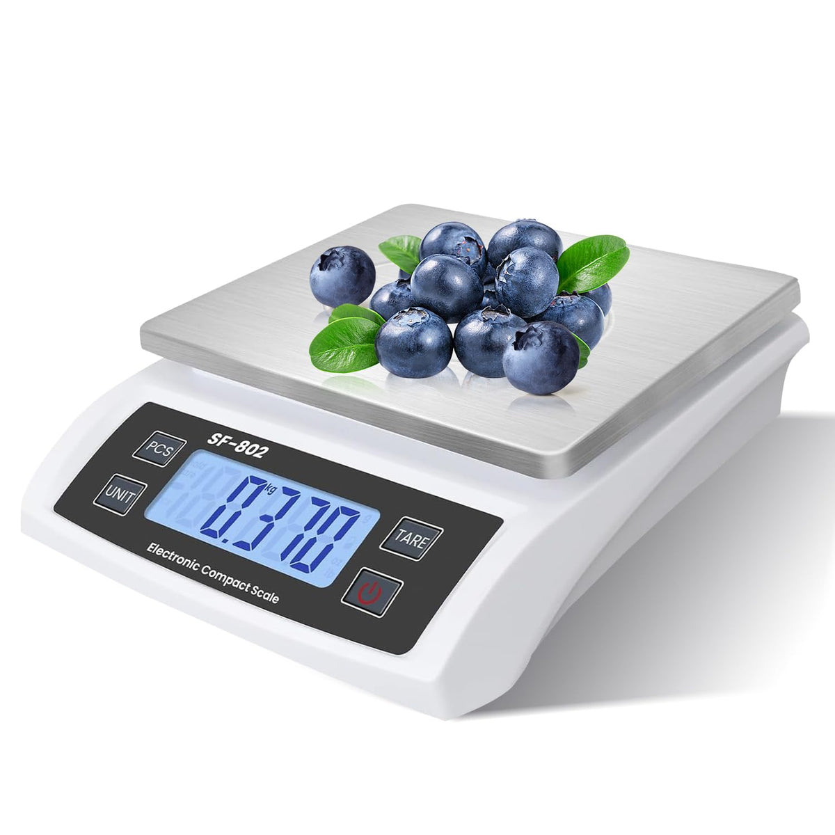 JAQAZNVB large digital kitchen scale with backlit display for precise baking measurements.