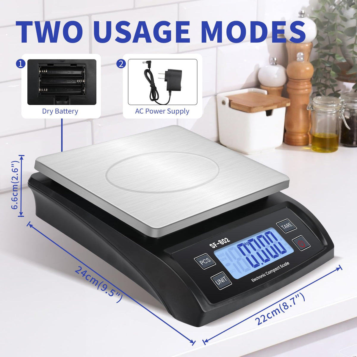 JAQAZNVB scale with stainless steel pan for resilient weighing.