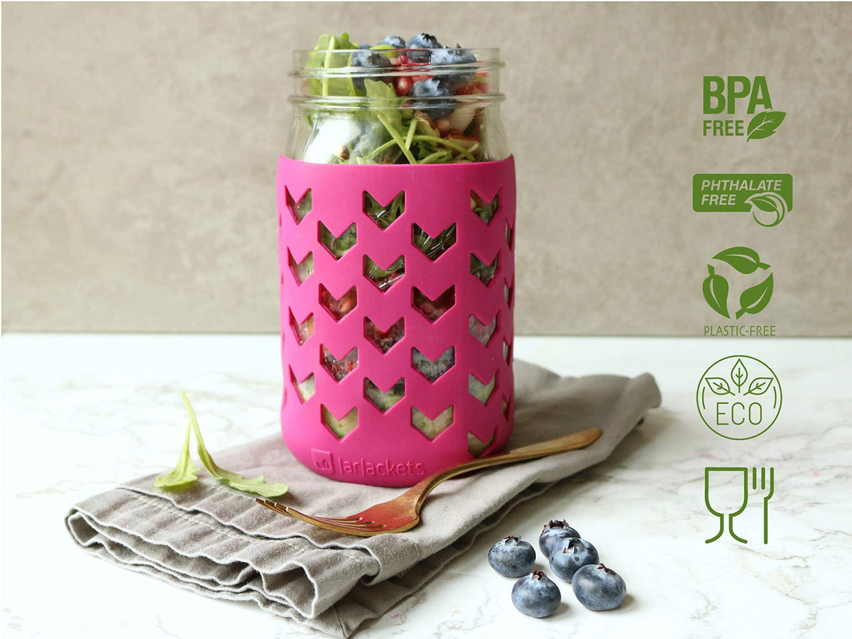 JarJackets durable grip and shock absorption for portable glass jars.