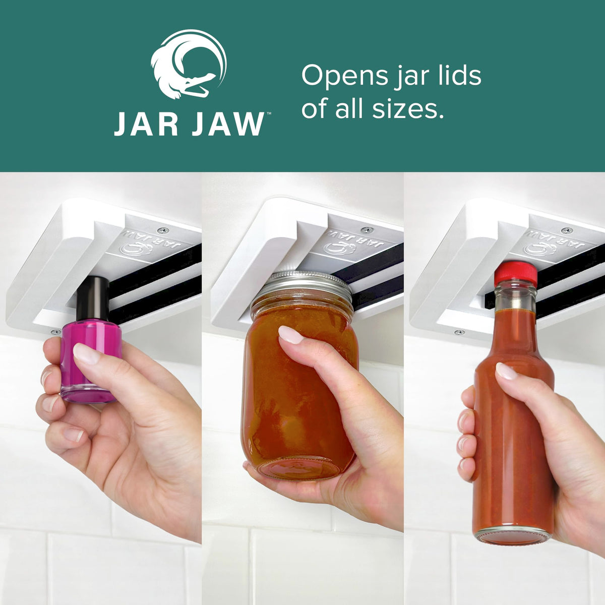 Jar Jaw mounted installation with adhesive and screws for secure setup