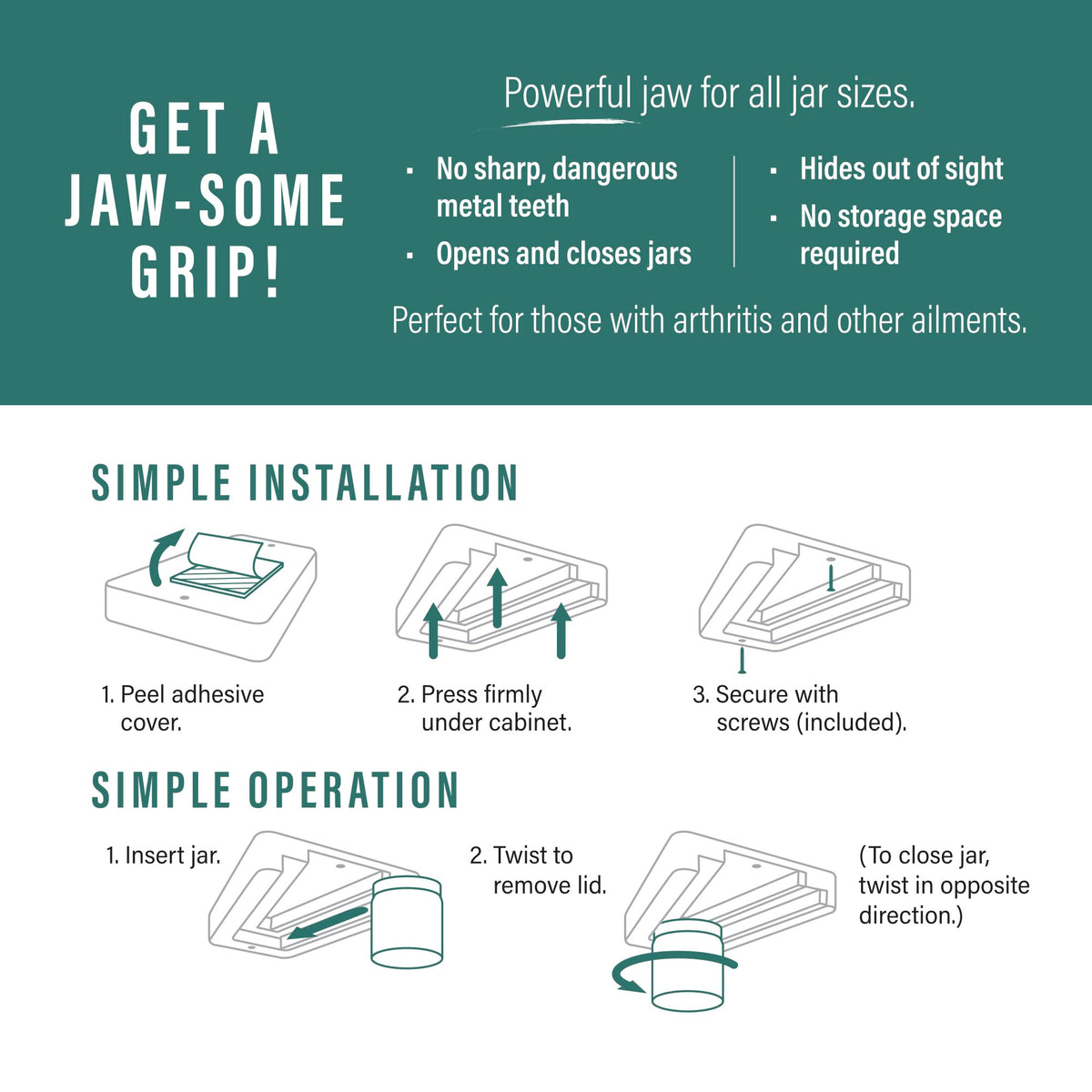 Jar Jaw in one-handed use showing effortless access for daily tasks