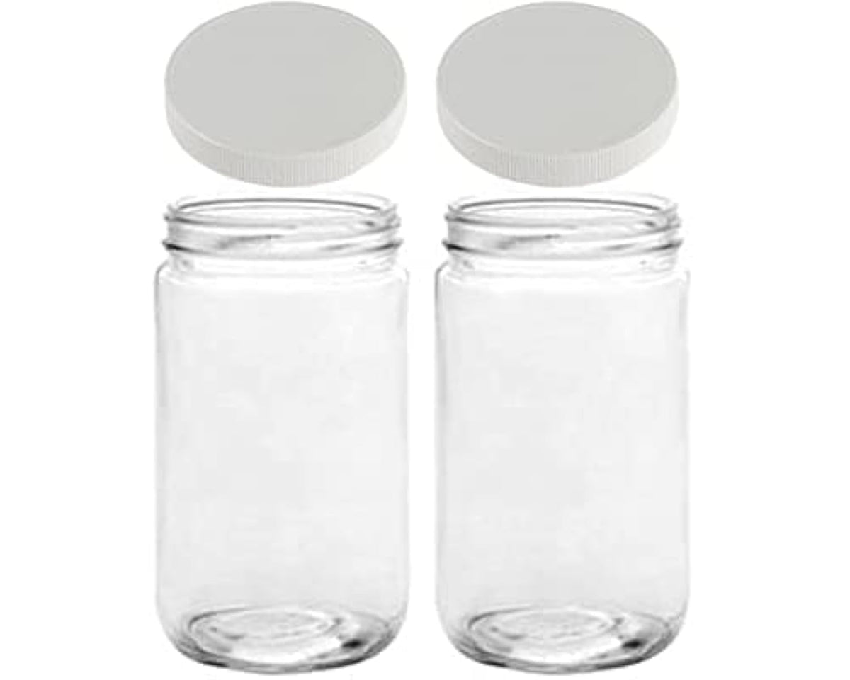 JARMING COLLECTIONS 32oz wide-mouth glass jar for easy filling and scooping.