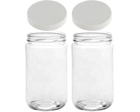JARMING COLLECTIONS 32oz wide-mouth glass jar for easy filling and scooping.