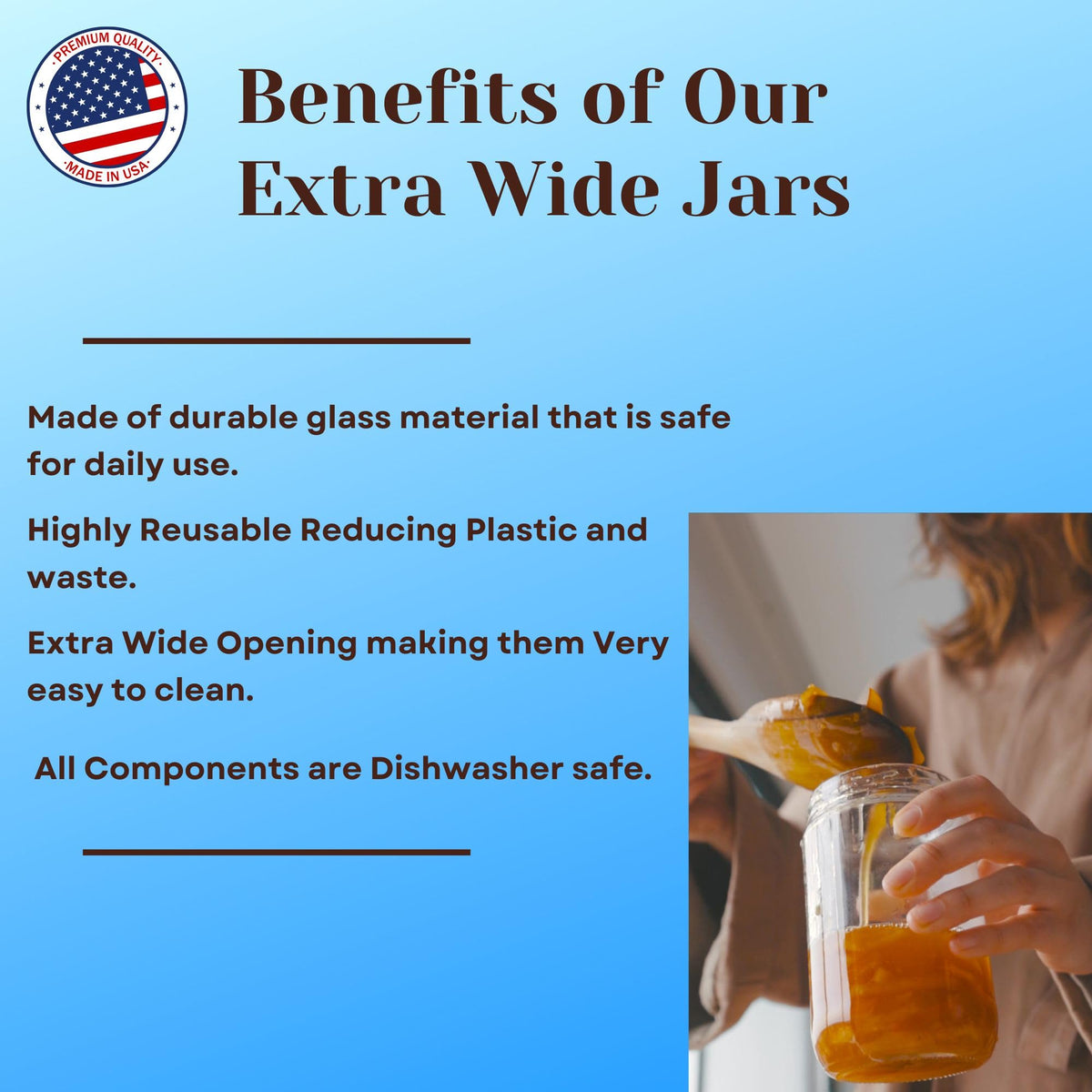 JARMING COLLECTIONS transparent jar helps quick identification of pantry staples.