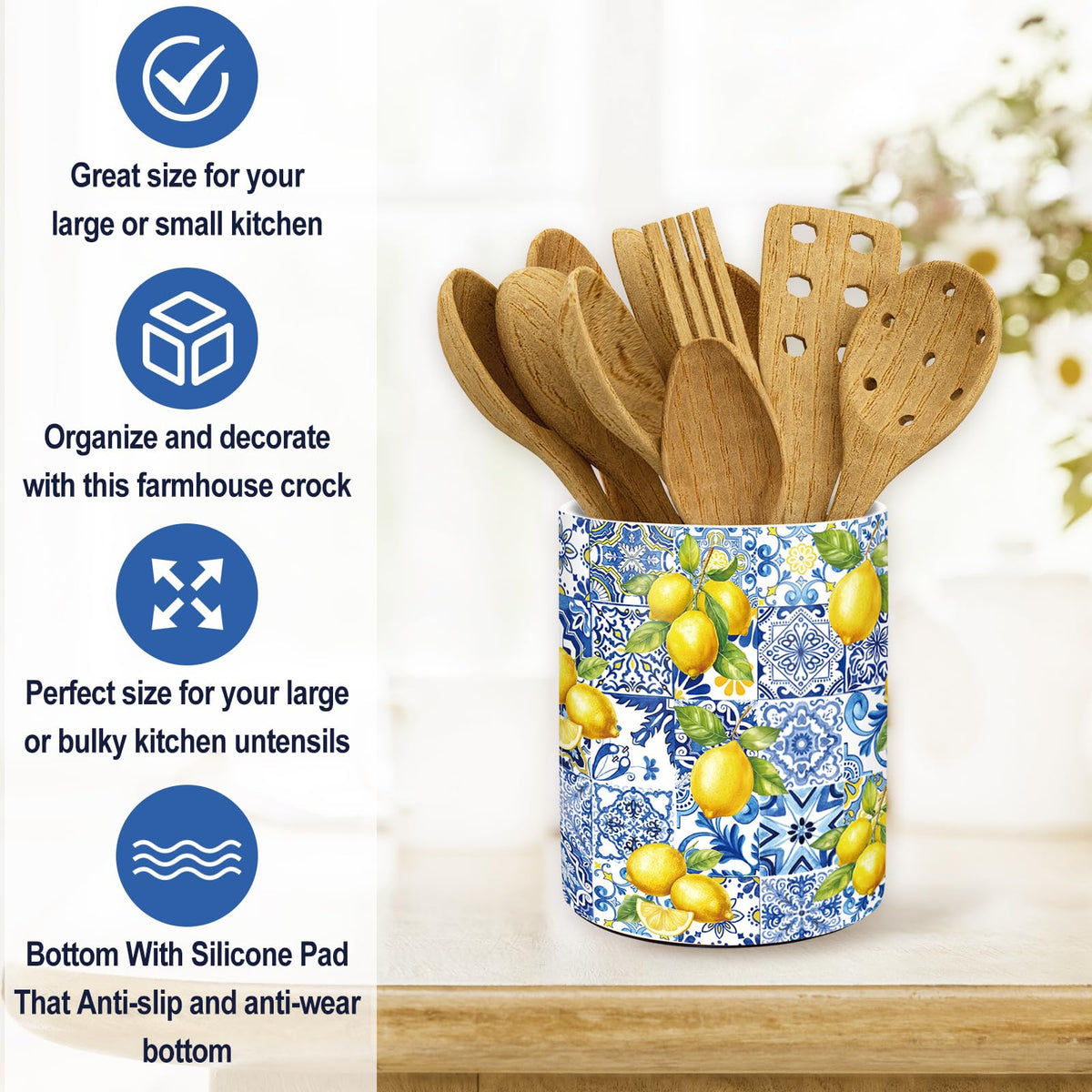 JarThenaAMCS Capri Lemon ceramic holder with bright pattern makes a thoughtful gift