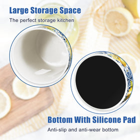 JarThenaAMCS Capri Lemon ceramic holder close-up showing vintage lemon pattern