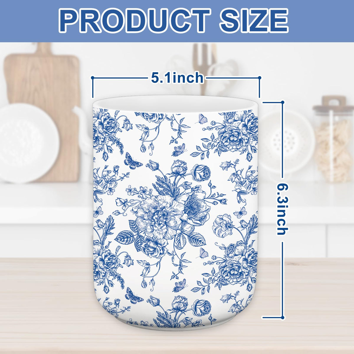 JarThenaAMCS utensil holder with butterflies adds color while keeping tools within reach.