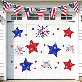 JarThenaAMCS patriotic magnets with blue star design for garage doors and metal surfaces.