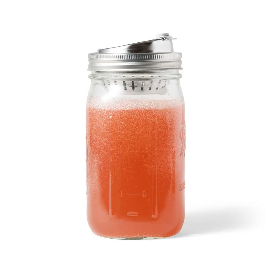 Jarware fruit infuser lid on a wide-mouth mason jar for on-the-go hydration