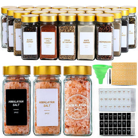 Jarxsun glass spice jars 24pc front view for organized storage