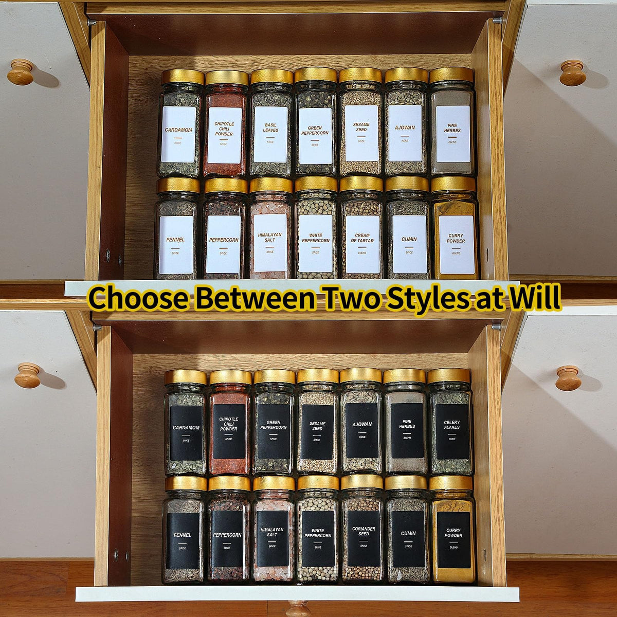 Jarxsun spices in jars on organized kitchen shelf