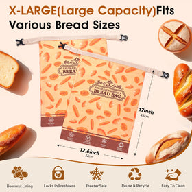 Jasiboona beeswax bag sealed top demonstrates secure storage for bread.