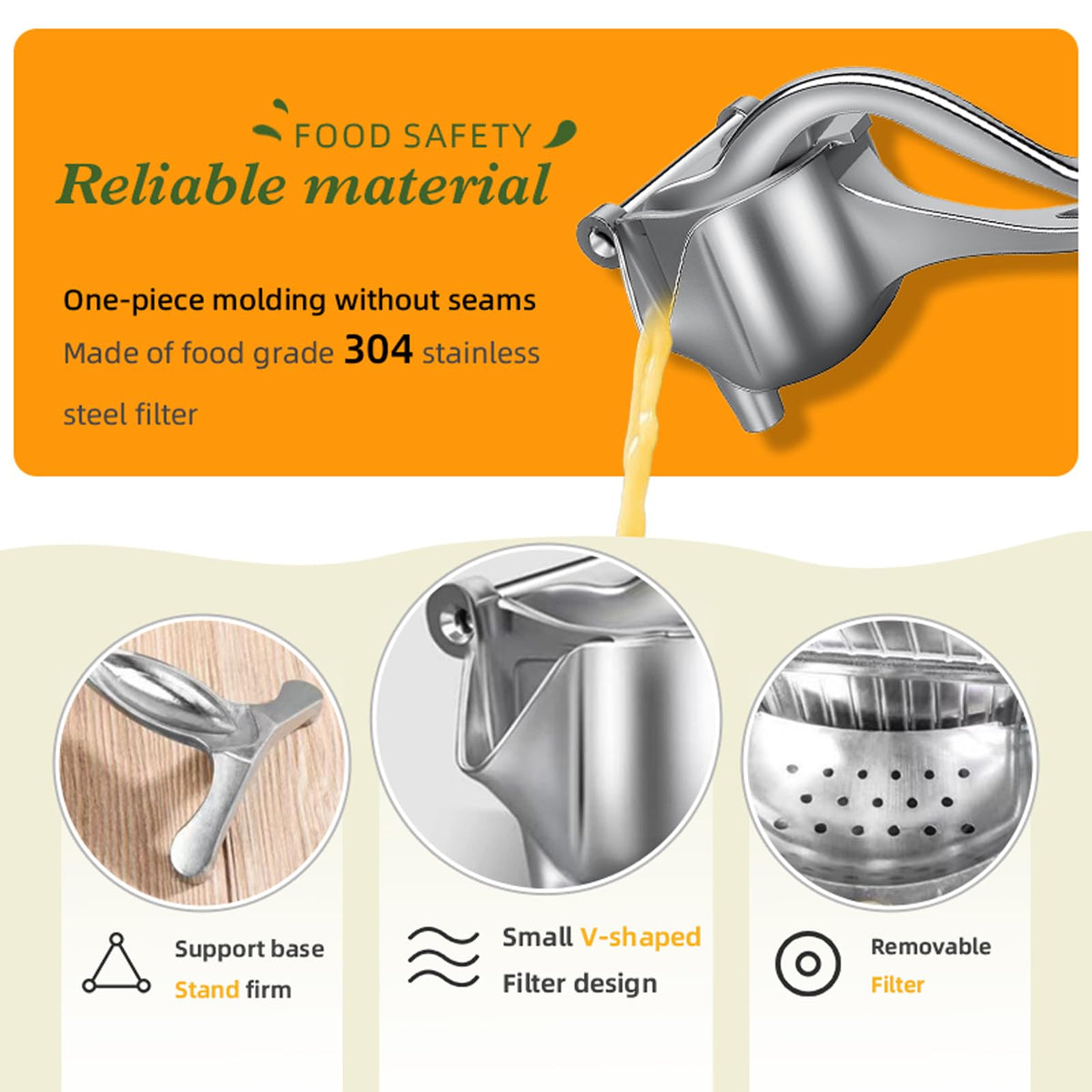 JASISS heavy duty manual press squeezes a variety of fruits.