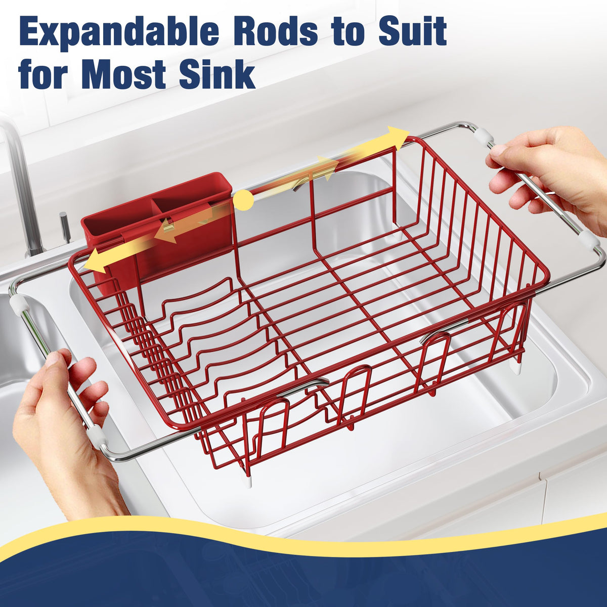 JASIWAY adjustable sink drying rack extends from 15.5 to 23.2 inches.
