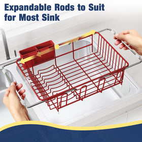 JASIWAY adjustable sink drying rack extends from 15.5 to 23.2 inches.