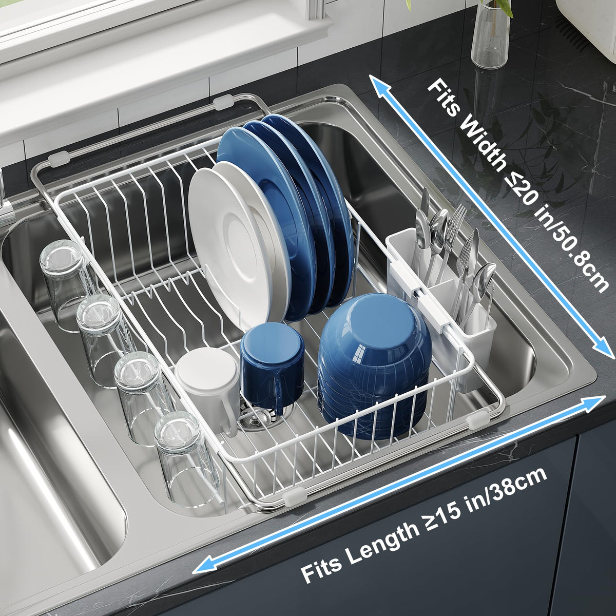 JASIWAY dish drying rack compact size fits small kitchens and saves space