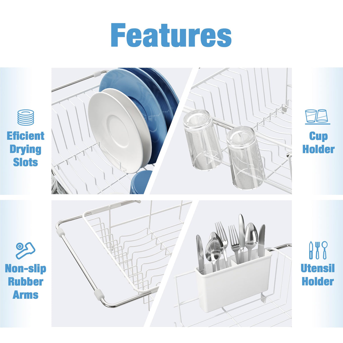 JASIWAY dish drying rack stainless steel detail highlights rust-proof construction