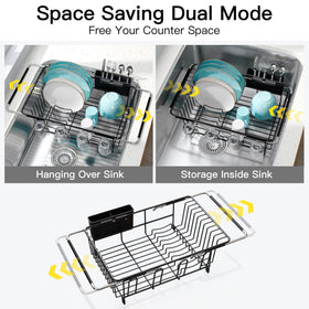 JASIWAY expandable dish rack fits various sinks, keeping countertops clutter-free during drying