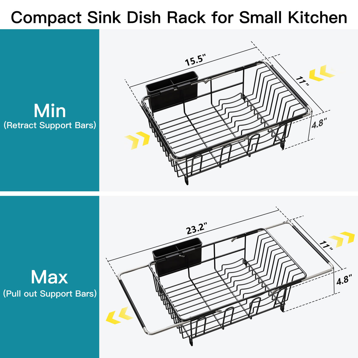 JASIWAY open-grid design drains directly into the sink for quick drying