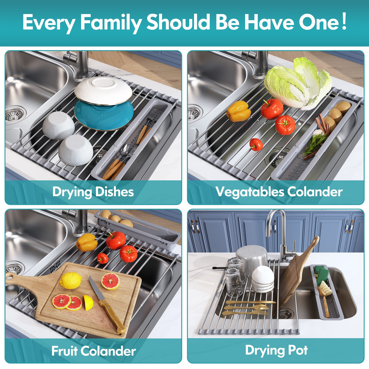 JASIWAY roll-up rack in multifunction use as dish rack and cooling surface
