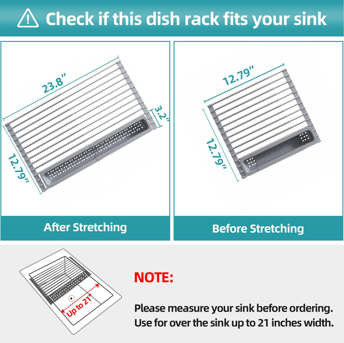 JASIWAY roll-up rack with removable utensil holder for organized drying