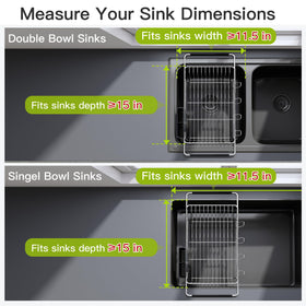 JASIWAY rust-resistant stainless steel rack fits double-bowl sinks securely without wobbling.
