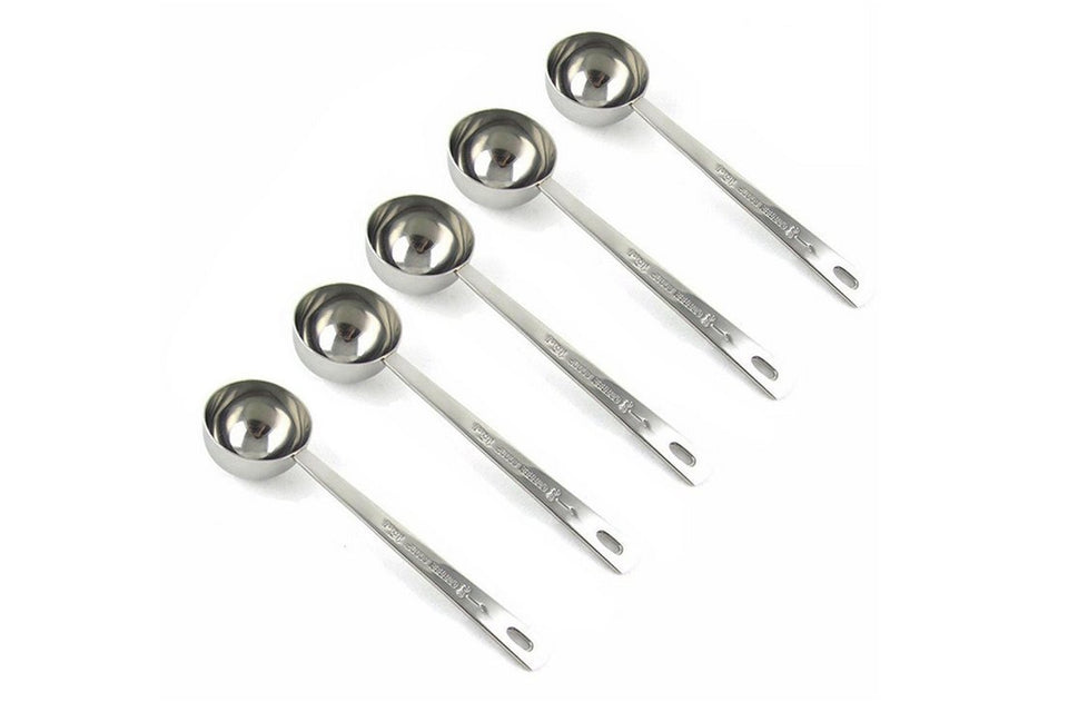 Jasni stainless steel measuring scoop with mirror finish for precise coffee dosing