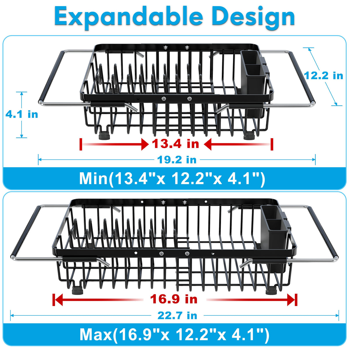 JASIWAY adjustable sink-bar dish rack fits most sinks for flexible kitchen setup
