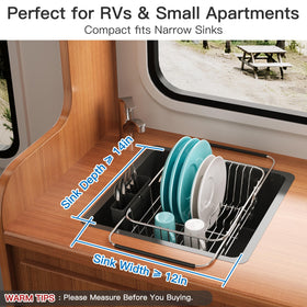 JASIWAY adjustable sink rack fits 14 to 19 inch sinks for versatile setups.