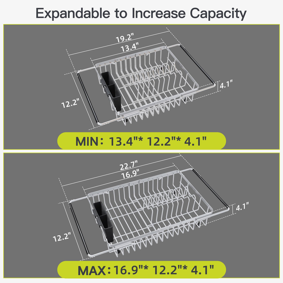 JASIWAY dish rack expands in depth to increase drying space.