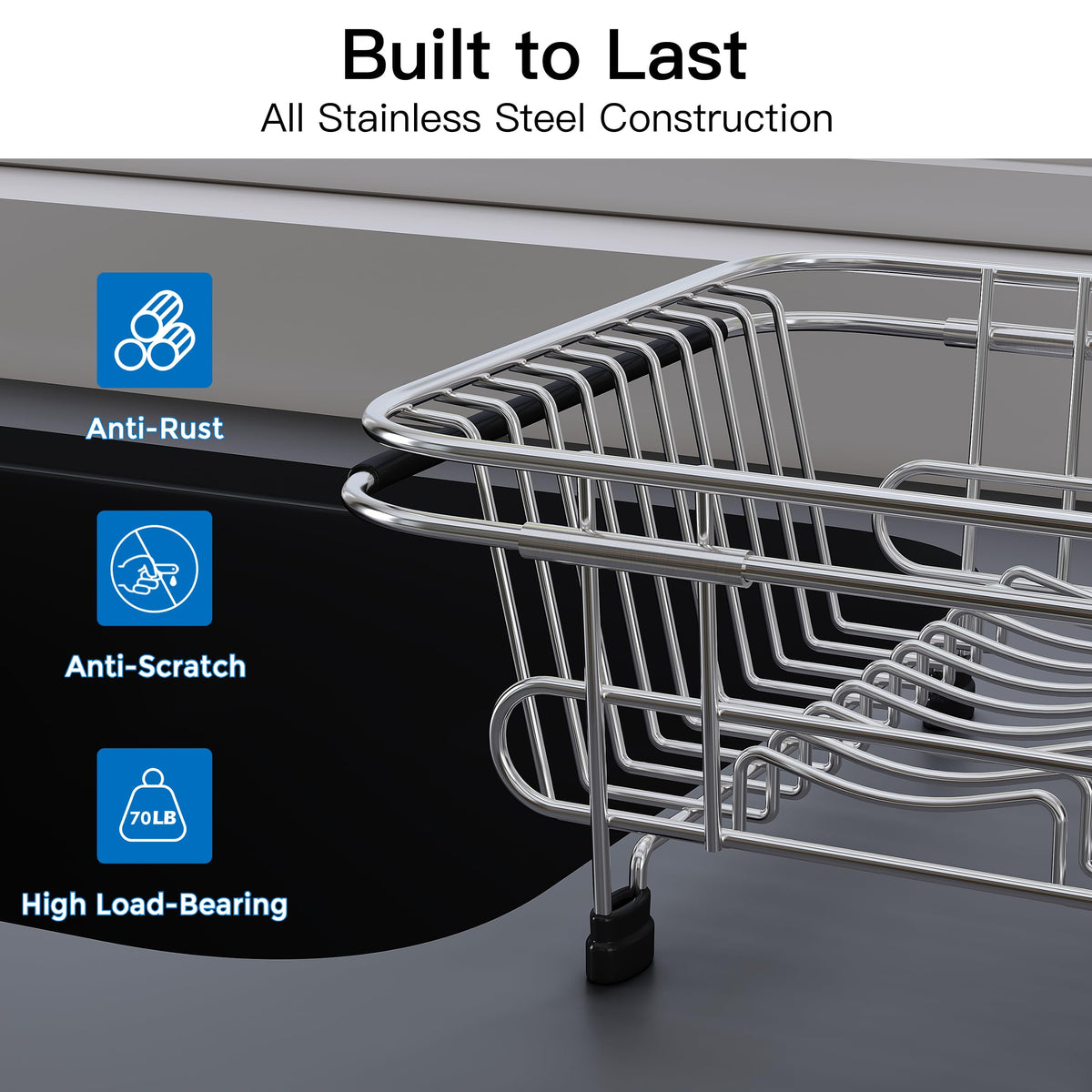 JASIWAY curved design protects sink surfaces from scratches during use.