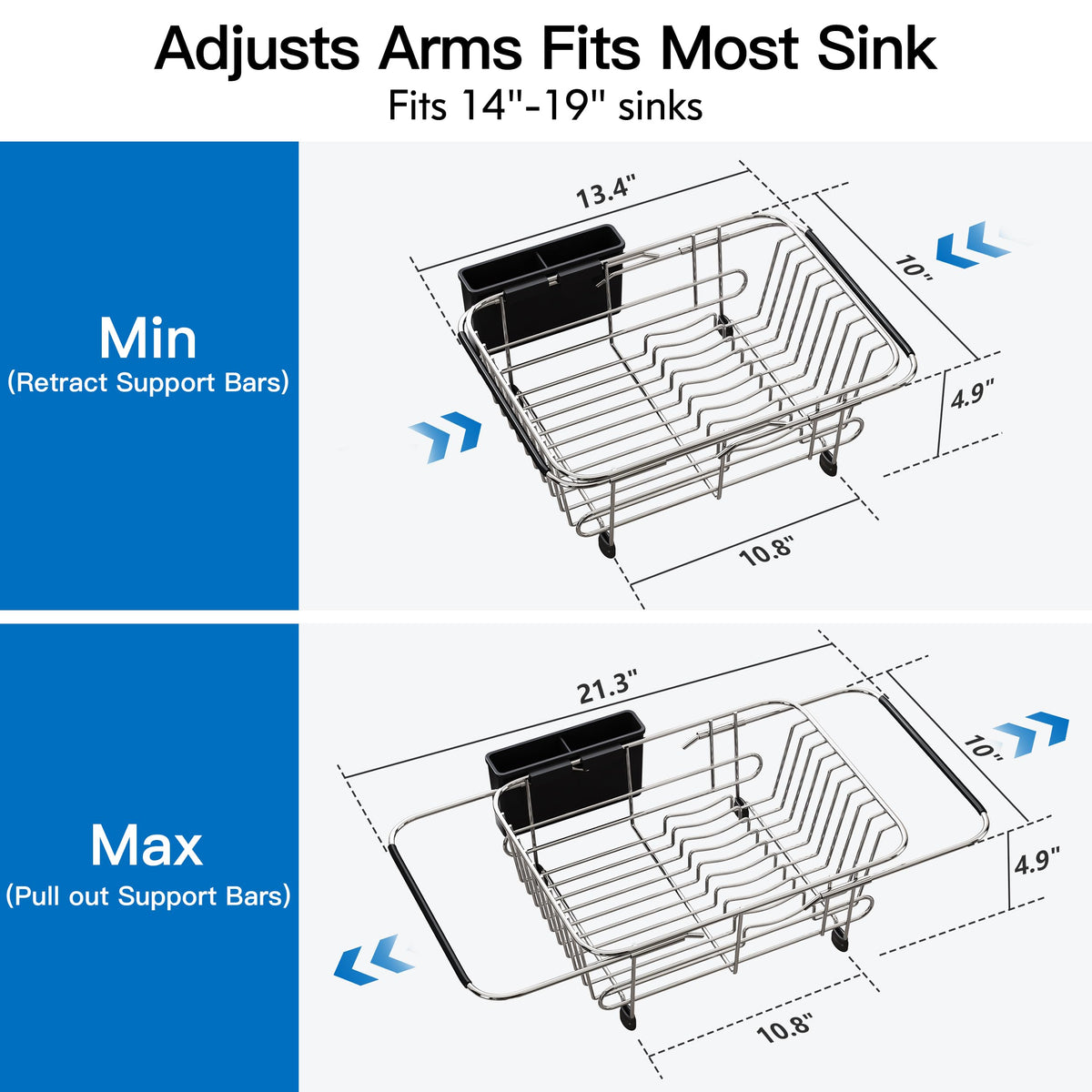 JASIWAY water drainage guides moisture back into the sink for quick air-drying.