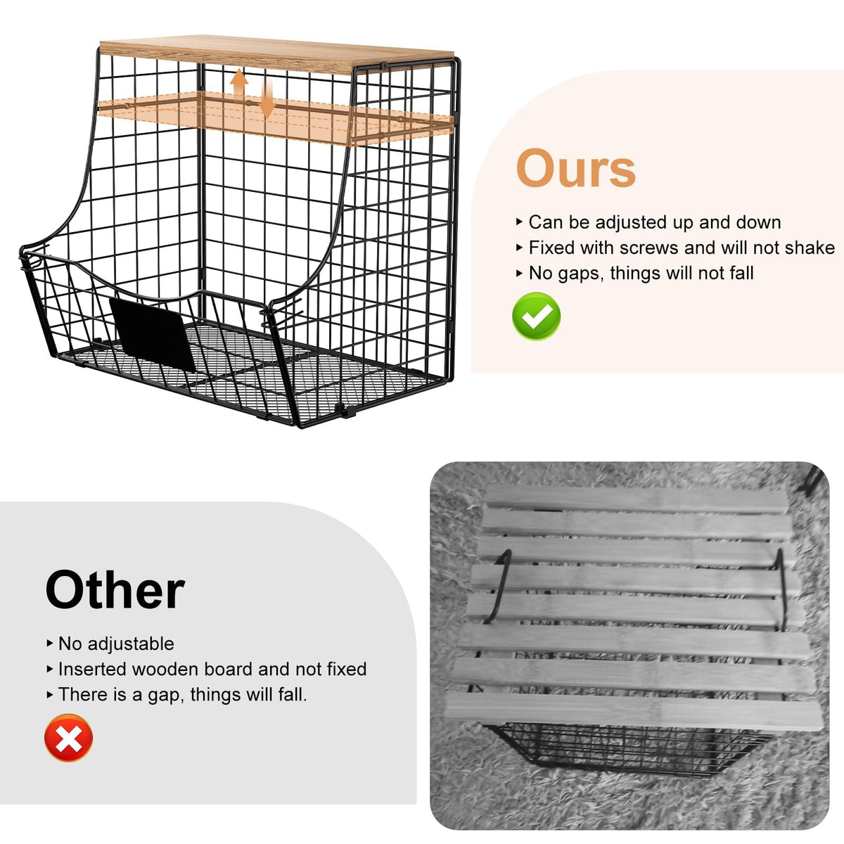 Jautokerdar set includes baskets with lids and five S hooks for versatility.