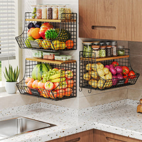 Jautokerdar stackable wire baskets for kitchen space-saving storage