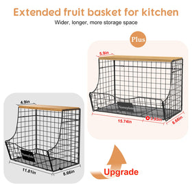 Jautokerdar wall-mounted fruit basket front view with sturdy iron construction