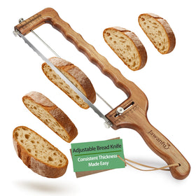 Jawanfu bread slicer overview with adjustable guide for precise slices