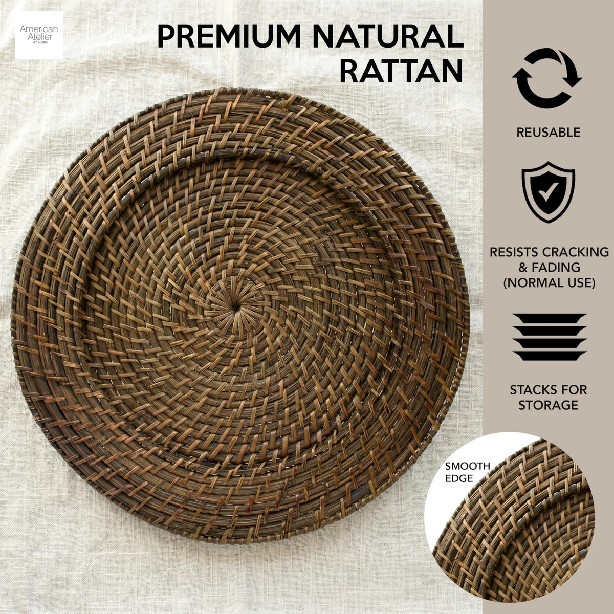ChargeIt warm finish enhances farmhouse, coastal, and boho table decor.