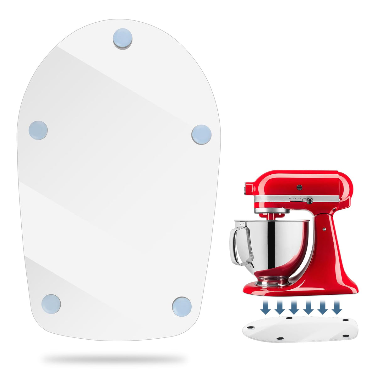 Jayobgo mixer slider mat on KitchenAid base eases moving a heavy mixer