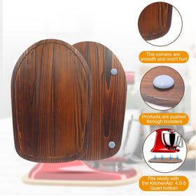 JAYOBGO brown pine slider mat keeps clutter organized on counter.