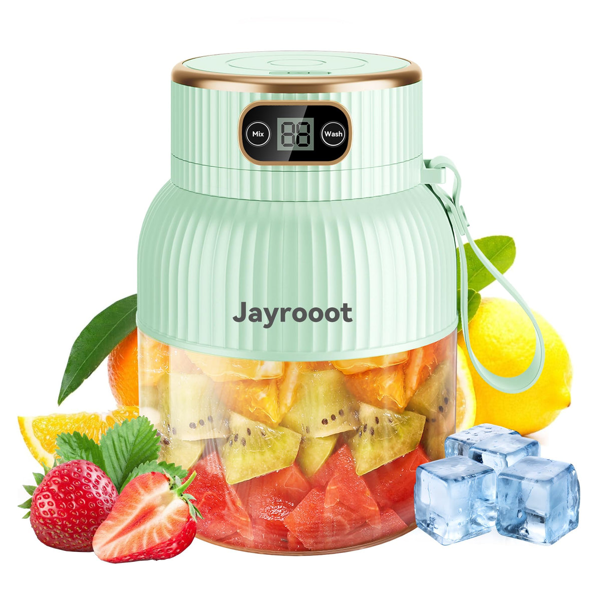 Jayrooot personal blender in compact cordless design for on-the-go smoothies.